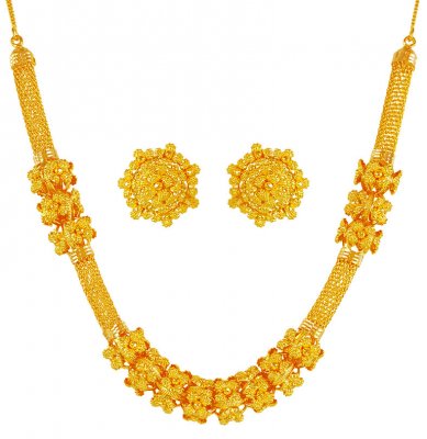 22kt Gold Necklace Earring Set ( 22 Kt Gold Sets )