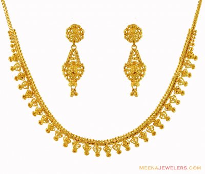 22K Gold Filigree Necklace Set ( Light Sets )