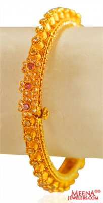 22Kt Rose Gold Stones Kadas (1PC) ( Precious Stone Bangles )