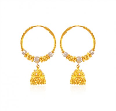 22karat Gold TwoTone Hoop Earring ( Hoop Earrings )