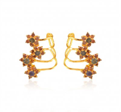 Sapphire Cz Studded Earrings 22k  ( Precious Stone Earrings )