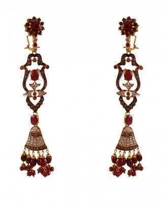 22Kt Gold Antique Long Earrings ( Long Earrings )