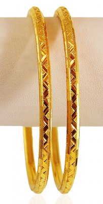 22k Gold Laser bangles(2 pc) ( Gold Bangles )