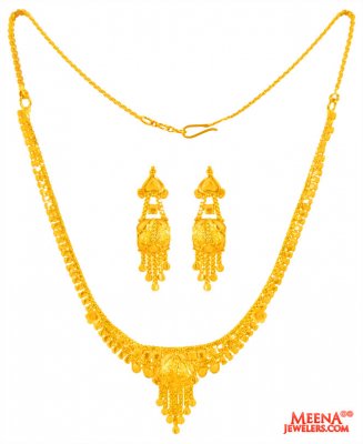 22K Gold Necklace Earring Set ( Light Sets )