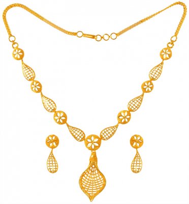 22 Karat Yellow Gold Necklace Set ( Light Sets )