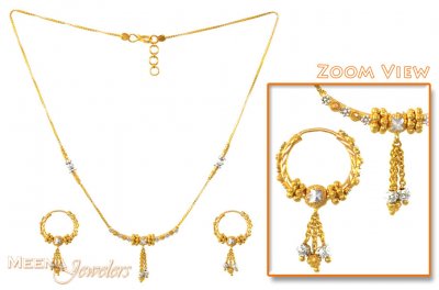 22K Yellow Gold Three Piece Necklace Set ( Light Sets )