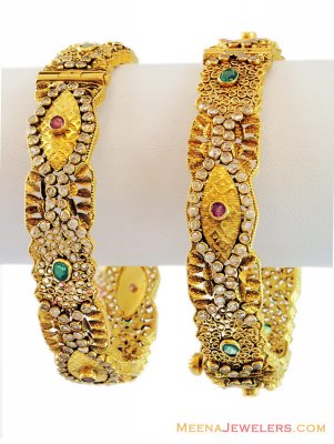 22K Gold Polki bangles ( Antique Bangles )