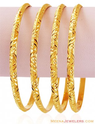 22K Gold Machine Bangles (4 PC) ( Set of Bangles )