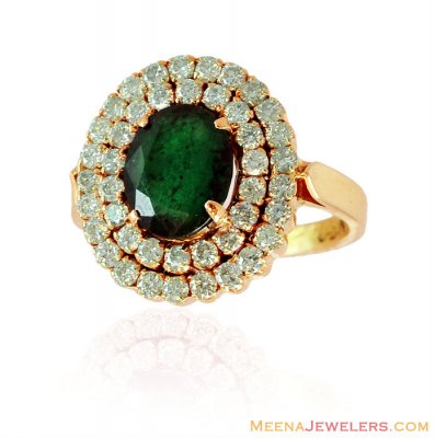 18K Diamond Emerald Ring ( Diamond Rings )