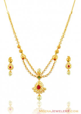Gold Exclusive Stones Set ( Combination Necklace Set )