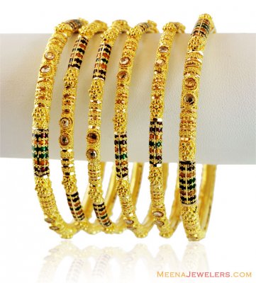 22K Fancy Meenakari Bangles (6 Pc)  ( Set of Bangles )