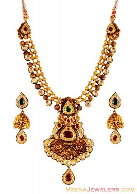 22K Gold Antique Necklace Set ( Antique Necklace Sets )