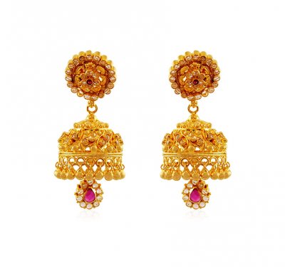 22K Gold Traditional Jhumki ( 22Kt Gold Fancy Earrings )