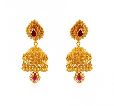 22K Jhumki Earrings ( 22Kt Gold Fancy Earrings )