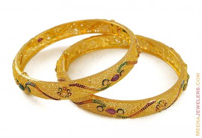 22K Antique Meenakari Bangles ( Antique Bangles )