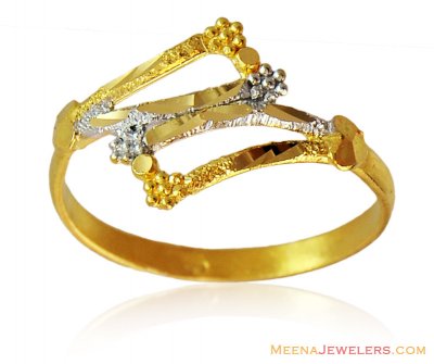 22k Fancy Two Tone Ladies Ring ( Ladies Gold Ring )