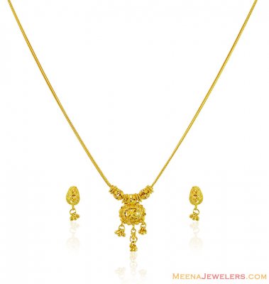 22k Fancy Gold Dokia Necklace Set ( Light Sets )