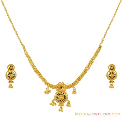 22Kt Meenakari Necklace Set ( Light Sets )