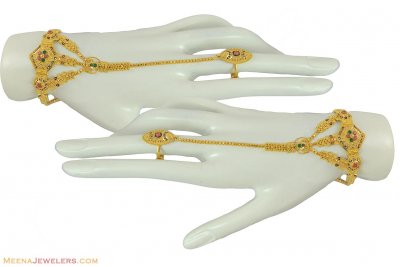 22K Stones 1 Ring Fancy  Panja(2Pc) ( Ladies Bracelets )