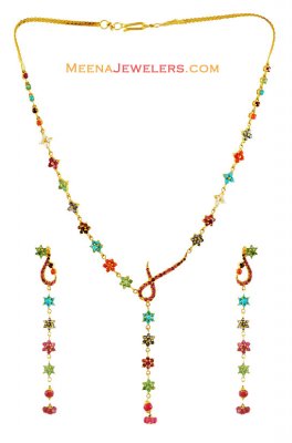 Designer Multicolor Necklace Set (22k) ( Combination Necklace Set )