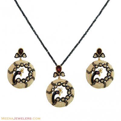 Peacock Pendant Set with sapphire string ( Diamond Victorian Jewelry )