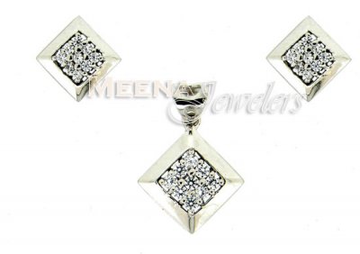 18 Kt White Gold Pendant Sets ( White Gold Pendant Sets )