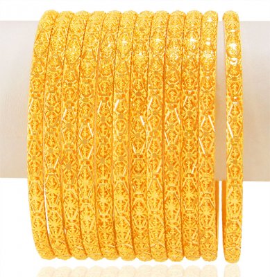 22k Gold Bangles Set (6 PC) ( Set of Bangles )