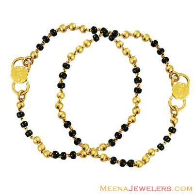 22k Black Beads Baby Mania ( Black Bead Bracelets )