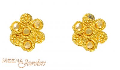 22K Gold Earrings with Filigree  ( 22 Kt Gold Tops )