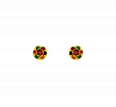 22 kt Meenakari Gold Earings ( 22 Kt Gold Tops )