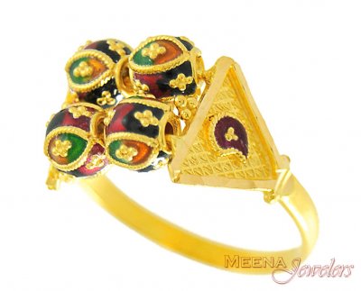 MeenaKari Rings with Rolling Balls ( Ladies Gold Ring )