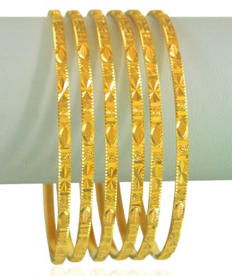 22k Gold Bangles Set (Set of 4) ( Set of Bangles )