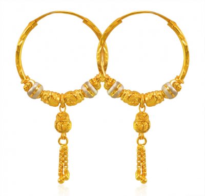 22Kt Gold Two Tone Fancy Bali ( Hoop Earrings )