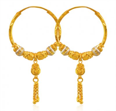 22Kt Gold Two Tone Fancy Bali ( Hoop Earrings )