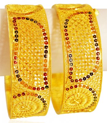 22K Gold Filigree Wide Kada 2 PCs ( Kadas )