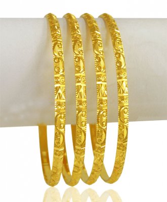 22kt Gold Machine Bangles (2 Pcs) ( Gold Bangles )