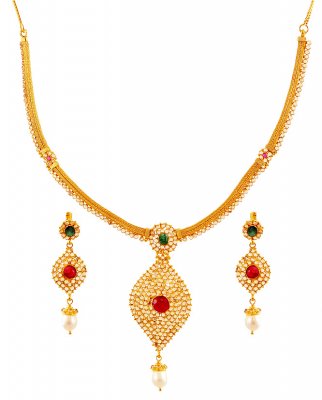 22k Gold Necklace Set ( Gold Designer Sets )