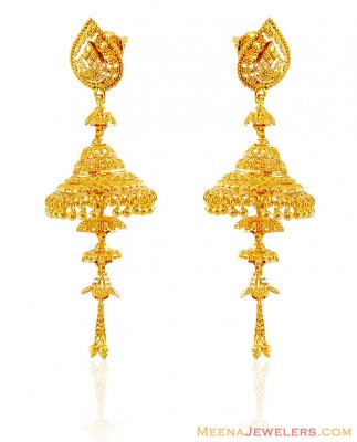 22K layered Chandelier Earrings ( 22Kt Gold Fancy Earrings )