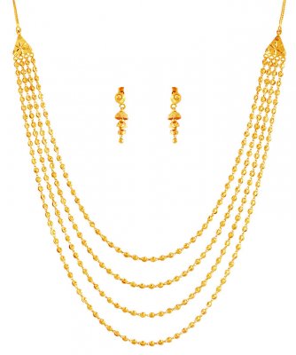 22K Layered Gold Necklace Set ( 22 Kt Gold Sets )