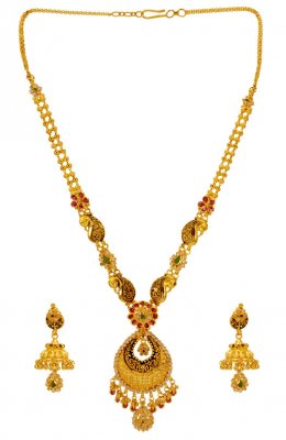 22Kt Gold Designer Necklace Set ( Gold Designer Sets )