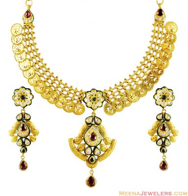 Coin Style 22K Gold Antique Set ( Antique Necklace Sets )