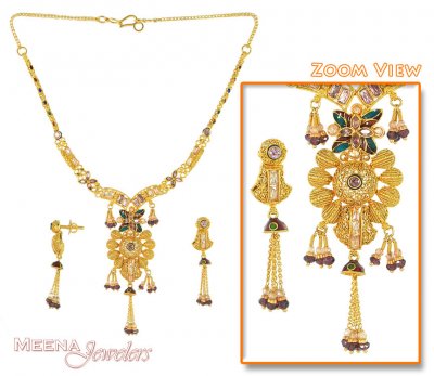 Antique 22K Gold Necklace Set ( Antique Necklace Sets )