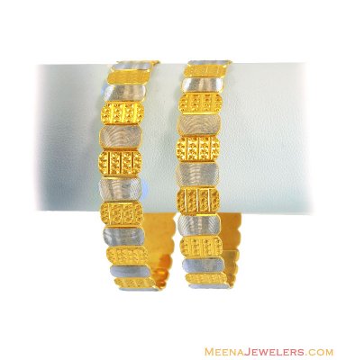 22K Two Tone Bangle Set(set of 2) ( Two Tone Bangles )