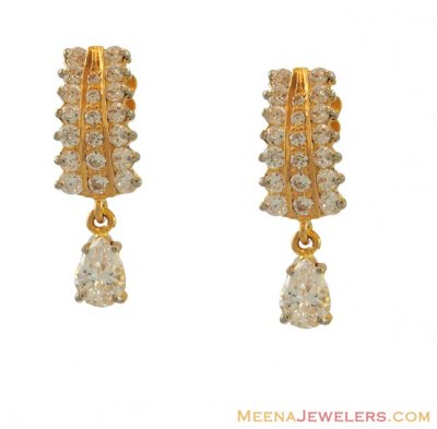 Gold CZ Earrings (22 Karat) ( Signity Earrings )