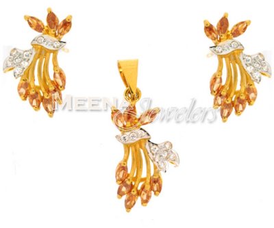 22Kt Gold Fancy Pendant Set ( Fancy Pendant Set )