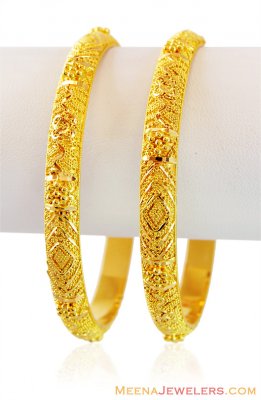 22K Filigree Gold Bangles (Pair) ( Gold Bangles )