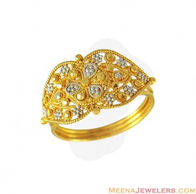 22K 2 Tone Gold Ladies Ring ( Ladies Gold Ring )