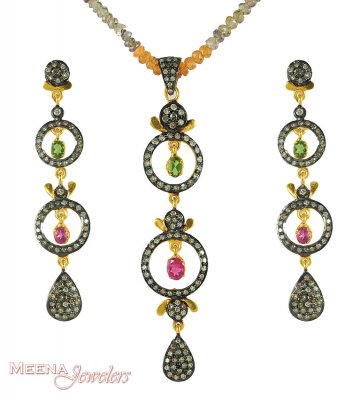 Diamond Victorian Pendant Set ( Diamond Victorian Jewelry )