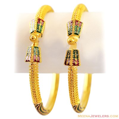 22K Gold Fancy Meenakari Kadas ( Kadas )