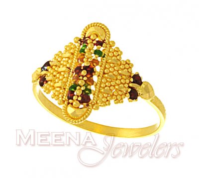 22Kt Gold Enamel Ring ( Ladies Gold Ring )